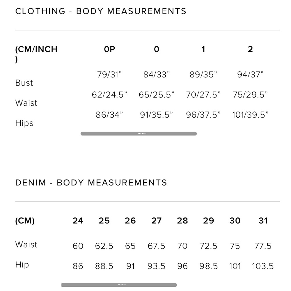 Zimmermann size chart - Picture 2 of 2